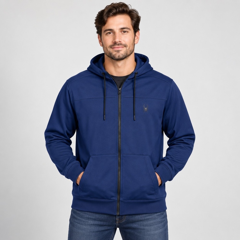 Spyder Active Navy Full Zip Hoodie Jacket Men's Large Gorpcore Urban Utility